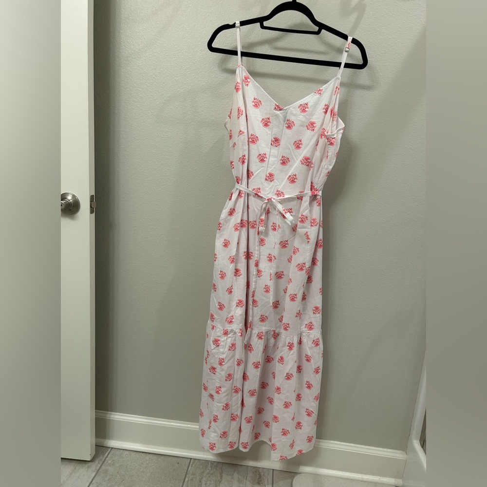 Universal Thread White Dress with Pink Floral Pattern